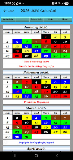2026 ColorCal USPS Calendar