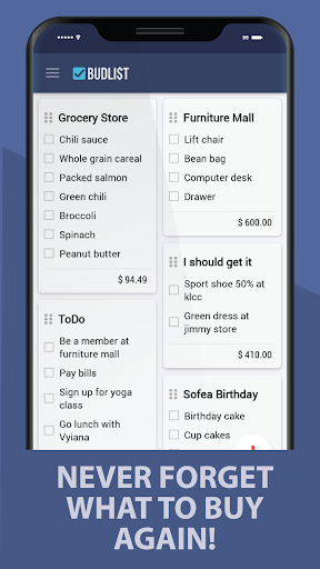 Grocery Shopping List -BudList
