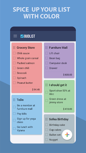 Grocery Shopping List -BudList