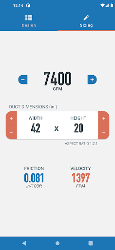 Ductulator – Duct Sizing Chart